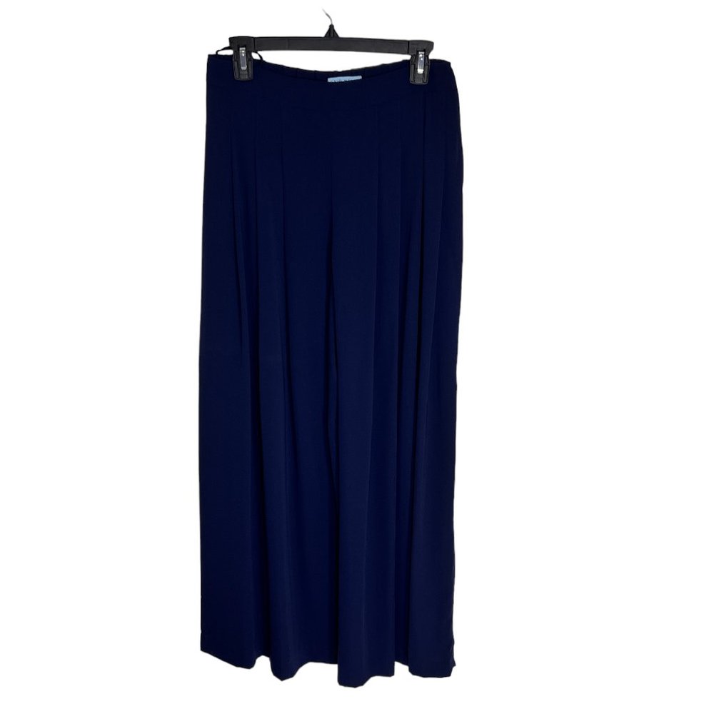 Antonio Melani Navy Pleated Palazzo Wide Leg Mirren Pant Size 6 - Picture 3 of 13